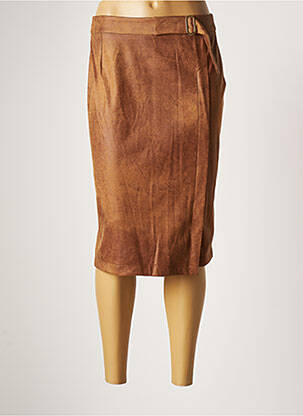 Jupe mi-longue taille normale marron JULIE GUERLANDE femme
