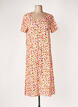 Robe mi-longue coupe évasée manches courtes orange DIPLODOCUS femme