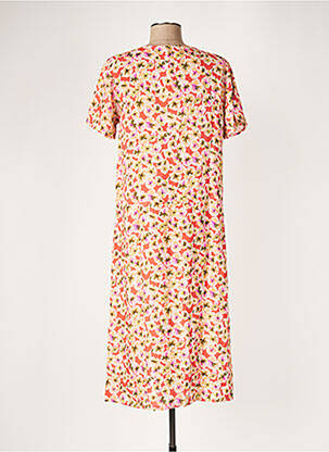 Robe mi-longue imprimé fleurs manches courtes orange DIPLODOCUS femme