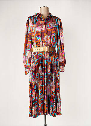 Robe mi-longue coupe fluide manches longues violet KOCCA femme