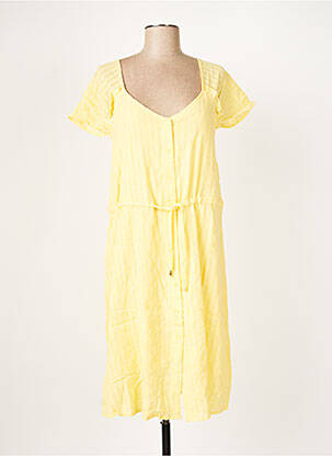 Robe mi-longue manches courtes manches courtes jaune LOLA ESPELETA femme