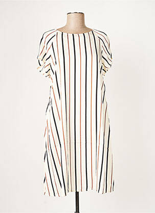 Robe mi-longue manches courtes manches courtes beige ELEONORA AMADEI femme