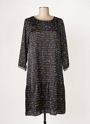 Robe mi-longue coupe fluide manches longues noir DIVAS femme