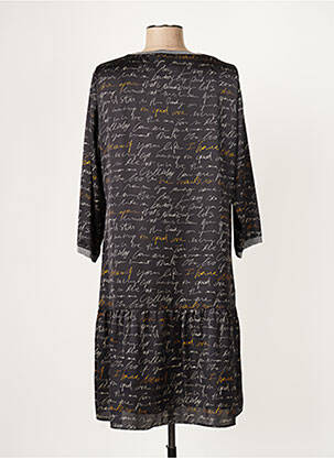 Robe mi-longue coupe fluide manches longues noir DIVAS femme