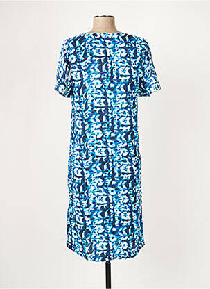 Robe mi-longue imprimé fantaisie manches courtes bleu LA FIANCEE DU MEKONG femme