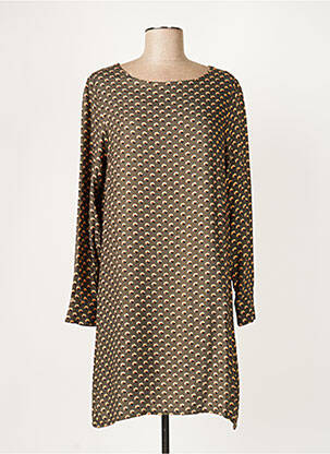 Robe mi-longue imprimé fantaisie manches longues gris DIPLODOCUS femme