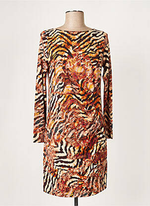 Robe courte manches longues manches longues orange ELEONORA AMADEI femme