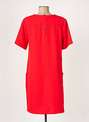 Robe mi-longue tissage crêpe manches courtes rouge PAKO LITTO femme