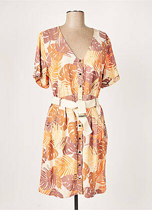 Robe mi-longue manches courtes manches courtes beige KOCCA femme