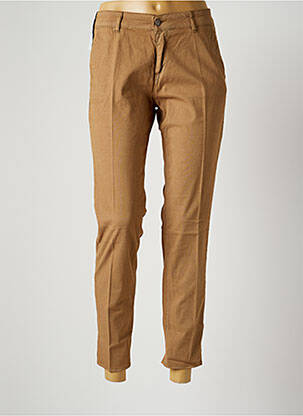 Pantalon chino fermeture zippée sous rabat boutonné taille normale marron FIVE femme