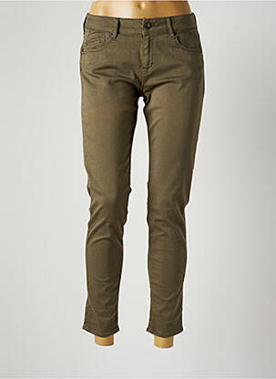 Pantalon slim broderie rivets taille normale vert FIVE femme