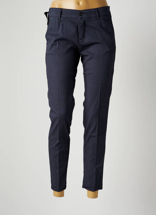 Pantalon chino fermeture zippée sous rabat boutonné taille normale bleu FIVE femme