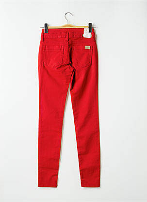 Jeans coupe slim broderie rivets taille normale rouge FIVE femme