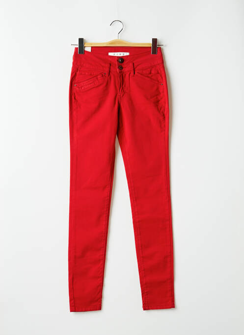Jeans coupe slim broderie rivets taille normale rouge FIVE femme