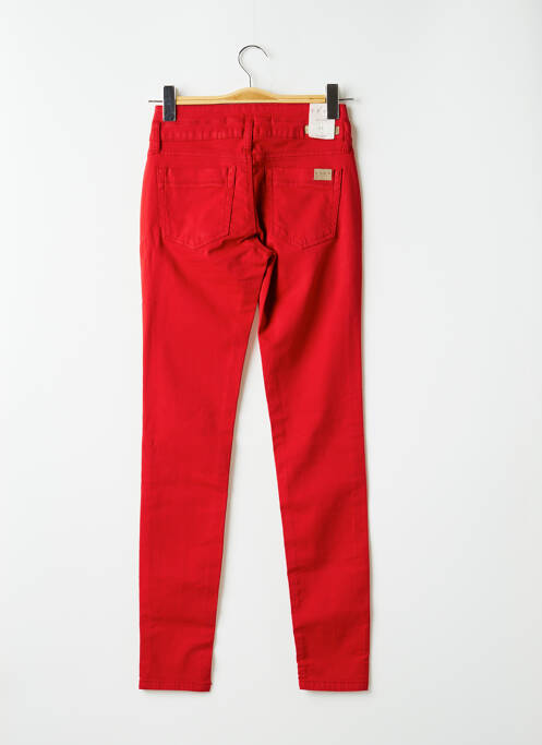 Jeans coupe slim broderie rivets taille normale rouge FIVE femme