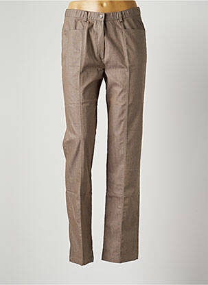 Pantalon droit fermeture zippée sous rabat boutonné taille normale beige FRANCOISE femme