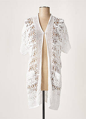 Gilet manches courtes col châle blanc ALLUDE femme