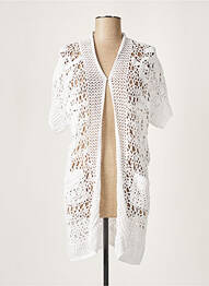 Gilet manches courtes col châle blanc ALLUDE femme