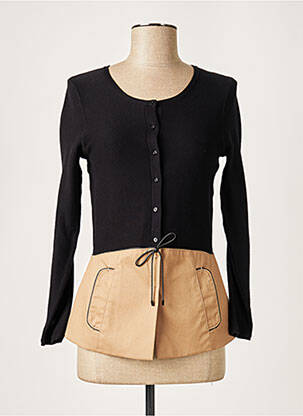 Gilet manches longues col rond noir PAULE KA femme