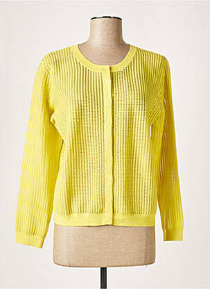 Gilet manches longues col rond jaune PAULE KA femme