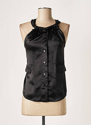 Top coupe cintrée fines bretelles noir PAULE KA femme