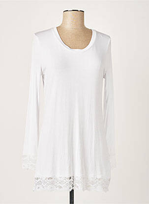 Tunique manches longues col rond blanc ALLUDE femme