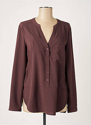 Tunique manches longues tissage crêpe marron SET femme