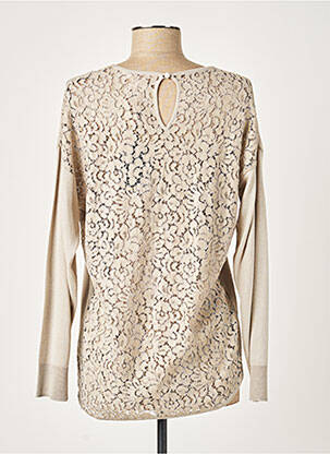 Pull finition bords-côtes manches longues beige PAULE KA femme