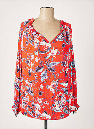 Blouse imprimé fleurs manches longues rouge IVI femme