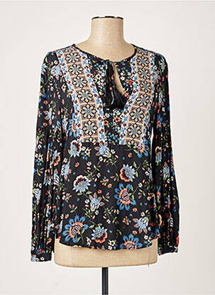 Blouse imprimé fleurs manches longues bleu SET femme