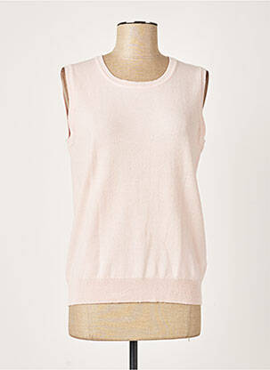 Pull finition bords-côtes sans manche rose PAULE KA femme