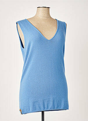 Pull coupe cintrée sans manche bleu THEN femme