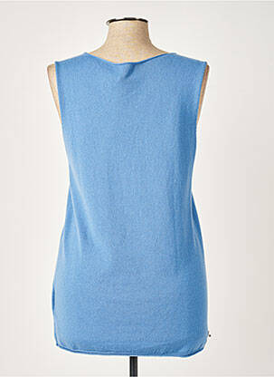 Pull coupe cintrée sans manche bleu THEN femme