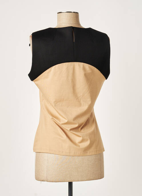 Top tissage jersey sans manche beige PAULE KA femme