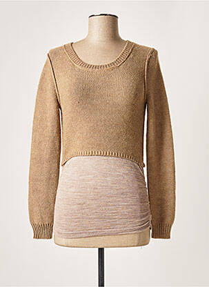 Pull coupe cintrée manches longues marron PAULE KA femme