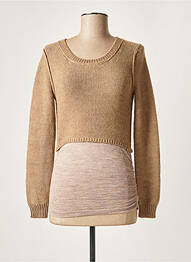 Pull coupe cintrée manches longues marron PAULE KA femme