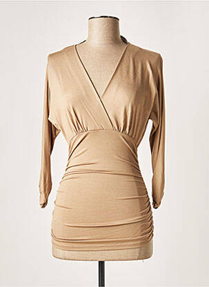 Top stretch manches 3/4 beige PAULE KA femme