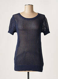 Pull finition bords-côtes manches courtes bleu JARDIN DES ORANGERS femme