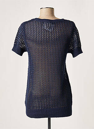 Pull finition bords-côtes manches courtes bleu JARDIN DES ORANGERS femme
