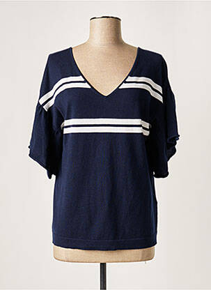 Pull coupe droite manches longues bleu ALLUDE femme