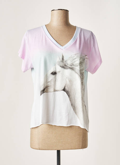 T-shirt imprimé fantaisie manches courtes rose WILDFOX femme