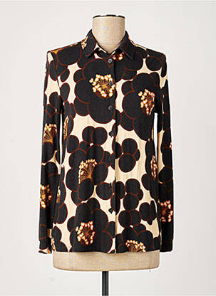 Chemisier imprimé fleurs manches longues marron SIYU femme