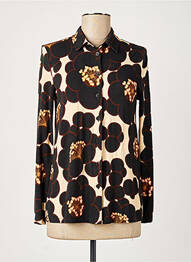Chemisier imprimé fleurs manches longues marron SIYU femme