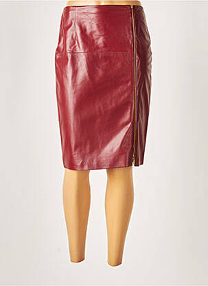 Jupe mi-longue doublure textile rouge PAULE KA femme