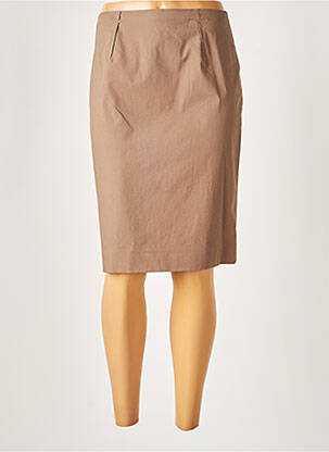 Jupe mi-longue doublure textile marron PAULE KA femme