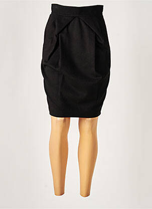 Jupe mi-longue doublure textile noir PAULE KA femme
