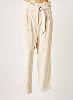 Pantalon chino fermeture zippée sous rabat avec crochet taille haute beige PESERICO femme