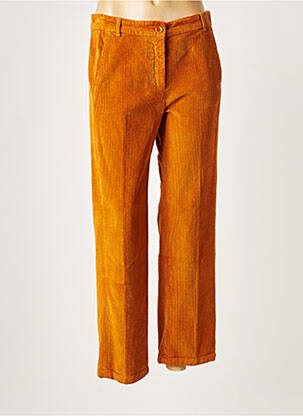 Pantalon chino fermeture zippée sous rabat boutonné taille normale marron HARTFORD femme
