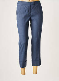 Pantalon 7/8 fermeture zippée sous rabat avec crochet taille normale bleu FABIANA FILIPPI femme