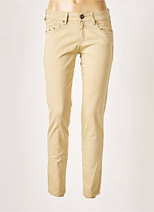 Pantalon slim broderie rivets taille normale beige FIVE femme